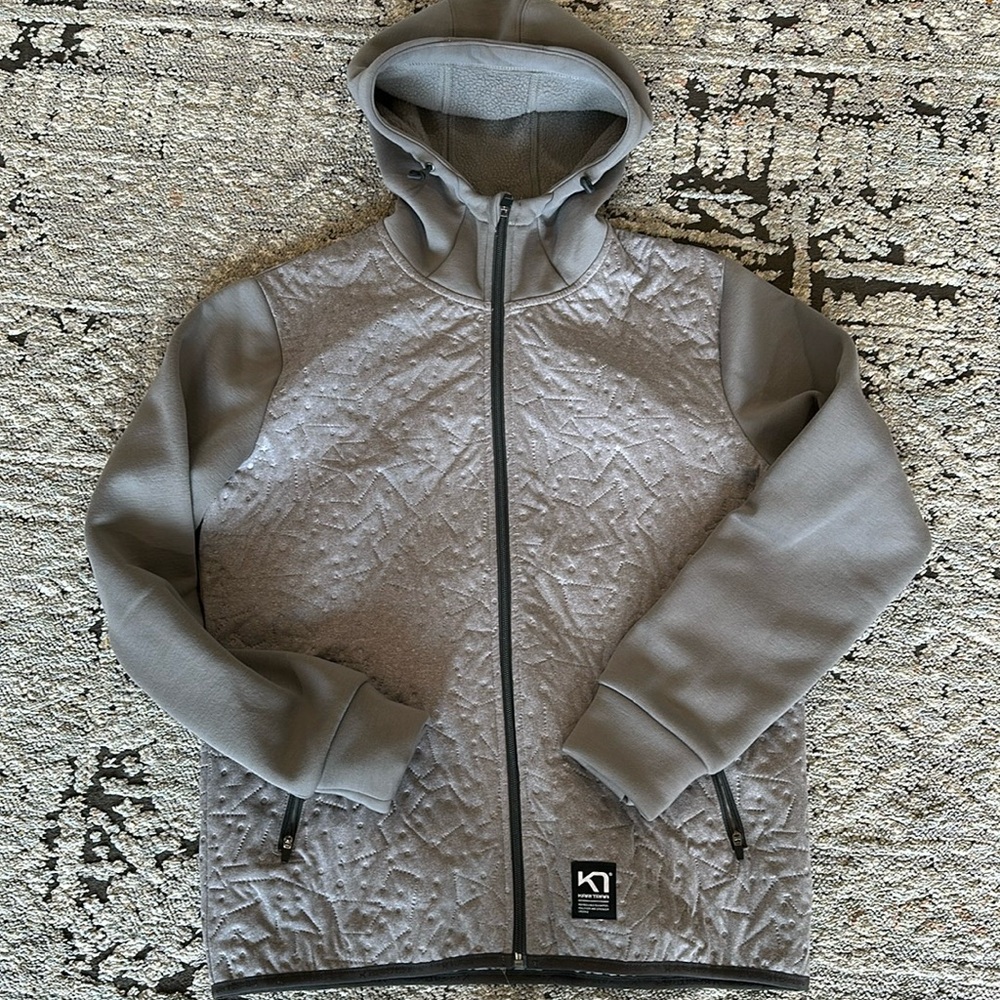 EUC KARI TRAA Blue Star Emma Hybrid Hooded Zip Jacket Womens